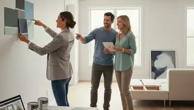 Color consultation for Bakersfield, CA home painting with UV-resistant paint samples