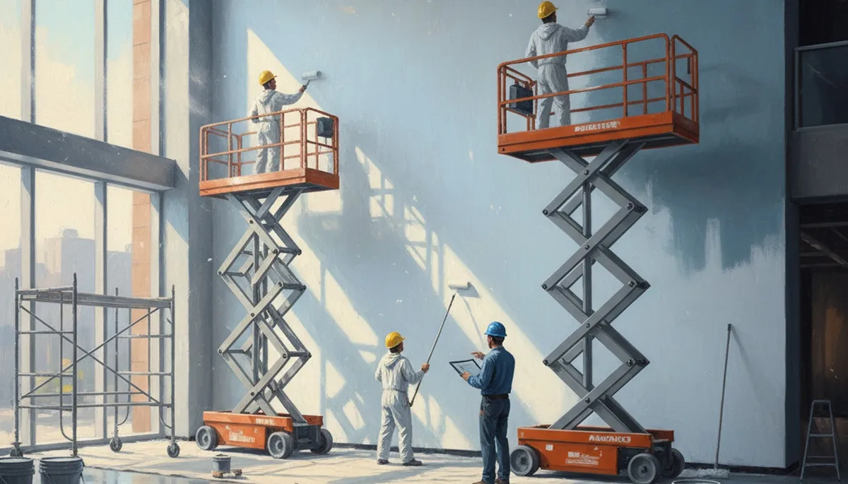 Commercial painting team in Bakersfield, CA applying durable exterior coatings to a business property