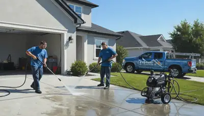 Concrete pressure cleaning for driveways and patios in Bakersfield, CA by Bakersfield Paint Pros
