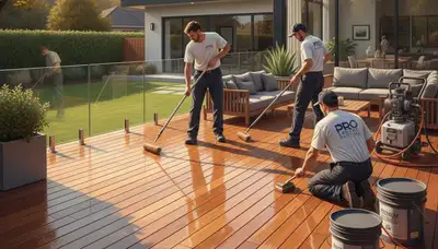 Deck sealing service in Bakersfield, CA protecting wood from sun, cracking, and fading