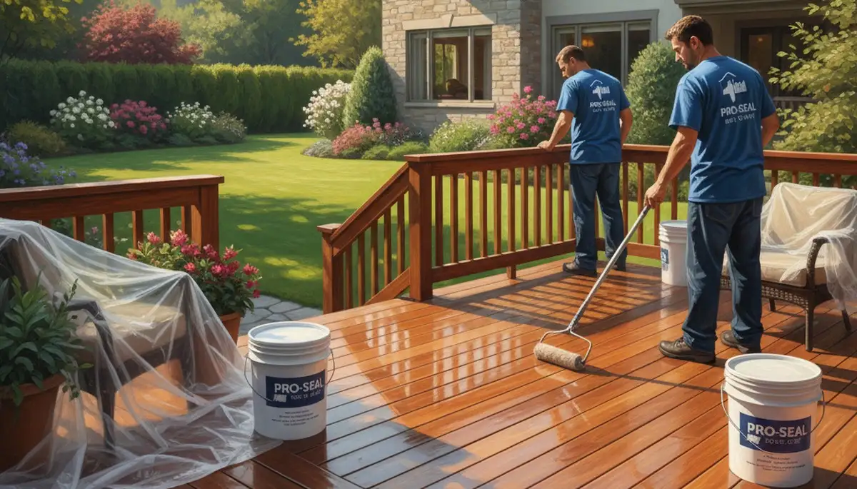 Deck sealing service in Bakersfield, CA protecting wood decks from sun damage and cracking