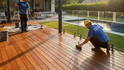 Deck staining in Bakersfield, CA by Bakersfield Paint Pros for sun protection and lasting wood beauty