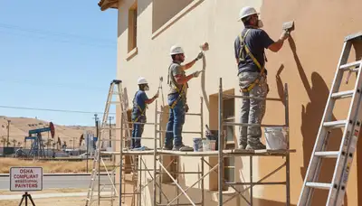 Painter preparing interior walls in Bakersfield, CA for a professional home painting project